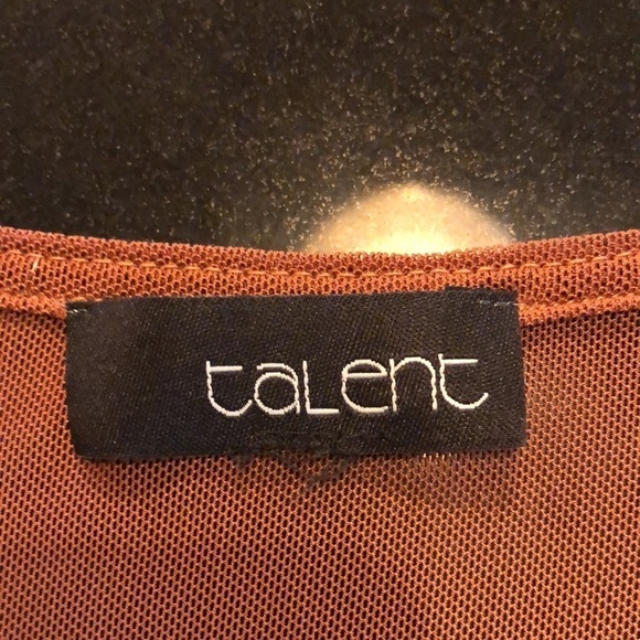 Talent Sexy Sheer Netting Long Sleeve Deep V Neck Empire Styling Camisole Top - Picture 11 of 13